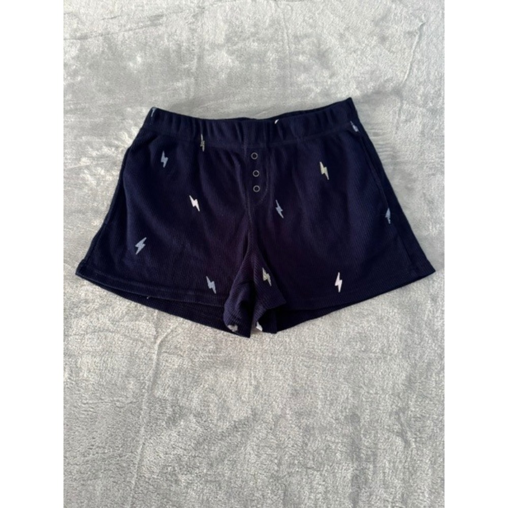 NWOT Olive + Oak Navy Lightning Bolt Waffle Knit Shorts Women's M